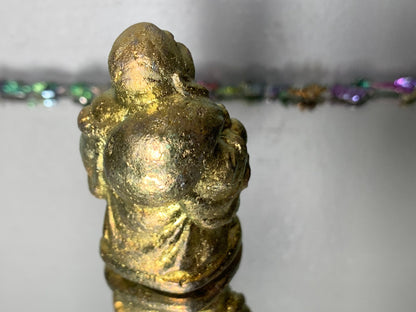 Gold Bismuth Crystal Travelling Buddha Metal Art Sculpture