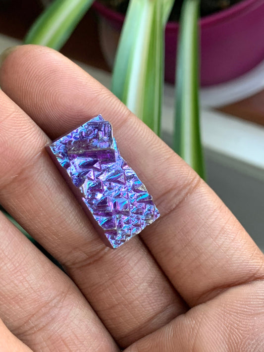 Purple Bismuth Crystal Metal Art Lapel Pin Rectangle