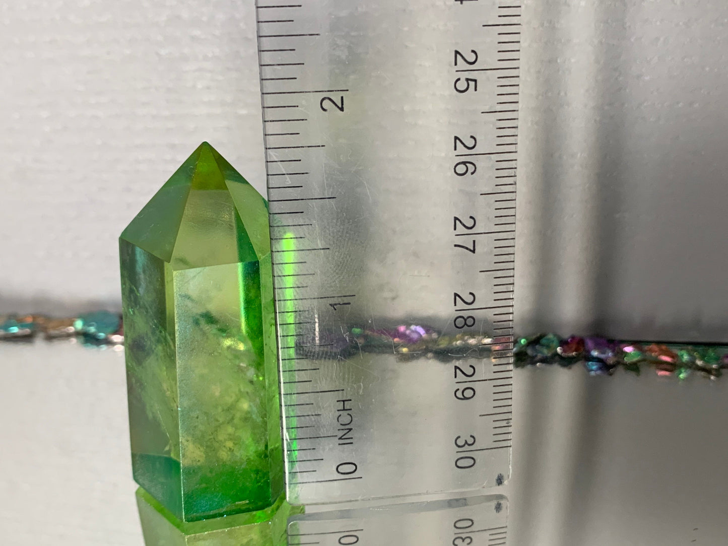 Apple Green Aura Quartz Crystal Gemstone Tower Point (1)