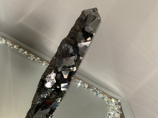 Black Aura Coated Amethyst Gemstone Crystal Cluster Tower Chunk (B)