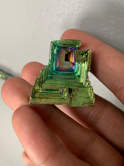 Rainbow Bismuth Hopper Crystal Specimen Metal Art