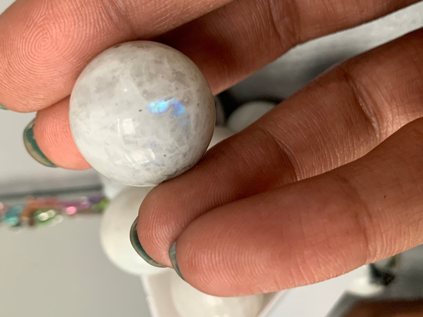 Rainbow Moonstone Gemstone Crystal Sphere - Mini Medium