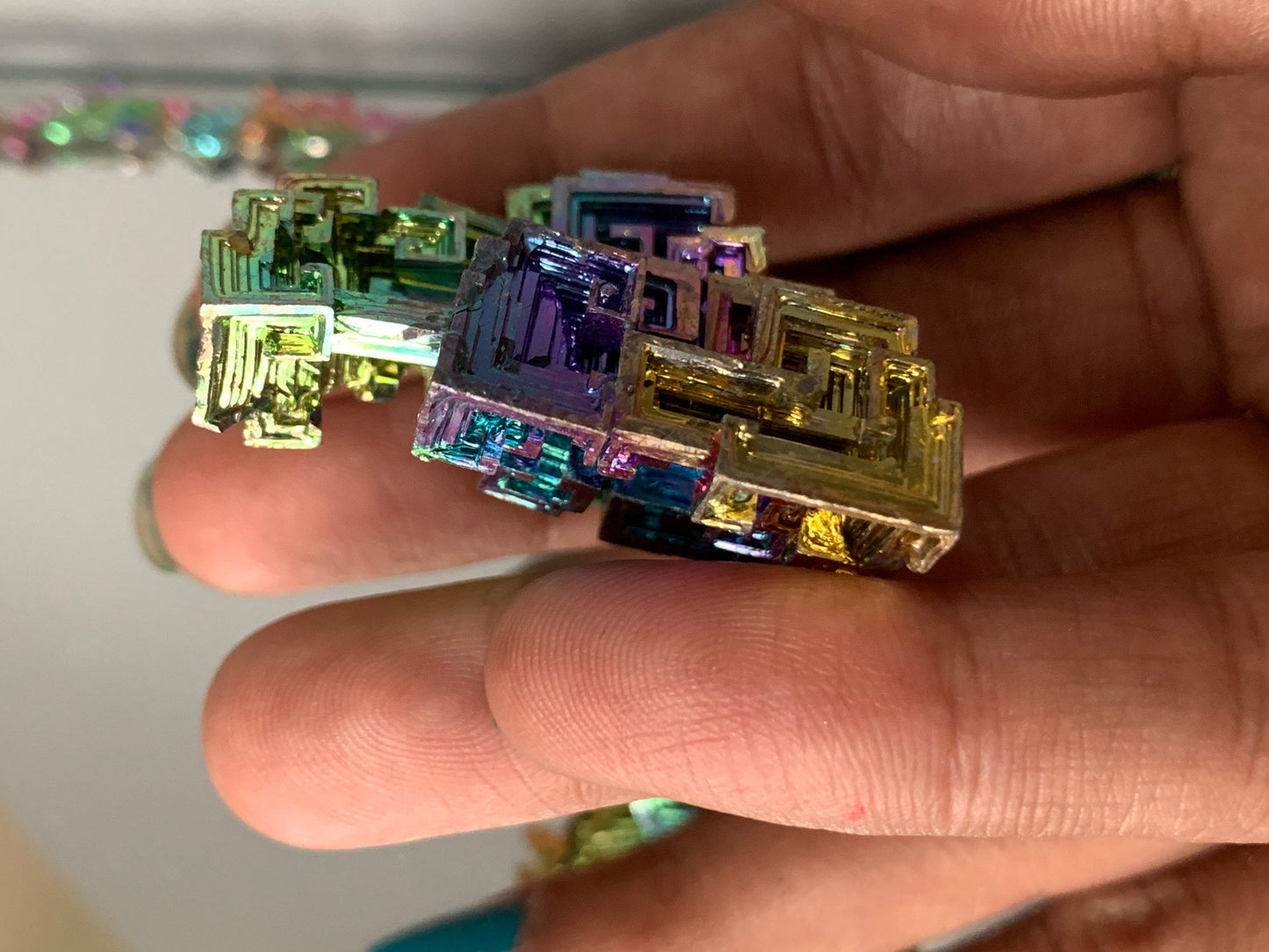 Rainbow Bismuth Crystal Specimen Metal Art Medium (1)