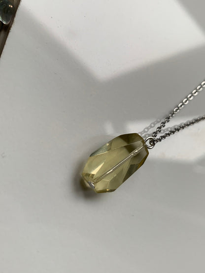 Citrine Crystal Gemstone Faceted Beaded Necklace - Medium