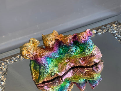 Rainbow Bismuth Crystal Koala Family Metal Art Sculpture