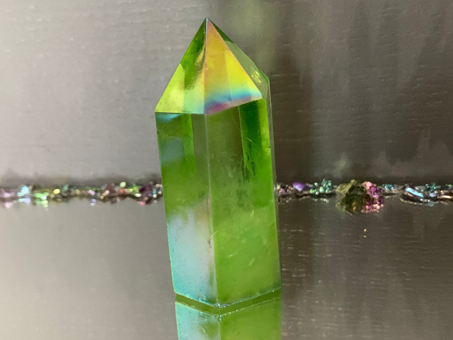 Apple Green Aura Quartz Crystal Gemstone Tower Point (3)