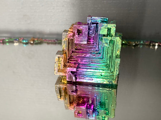Rainbow Bismuth Crystal Specimen Metal Art Large (2)