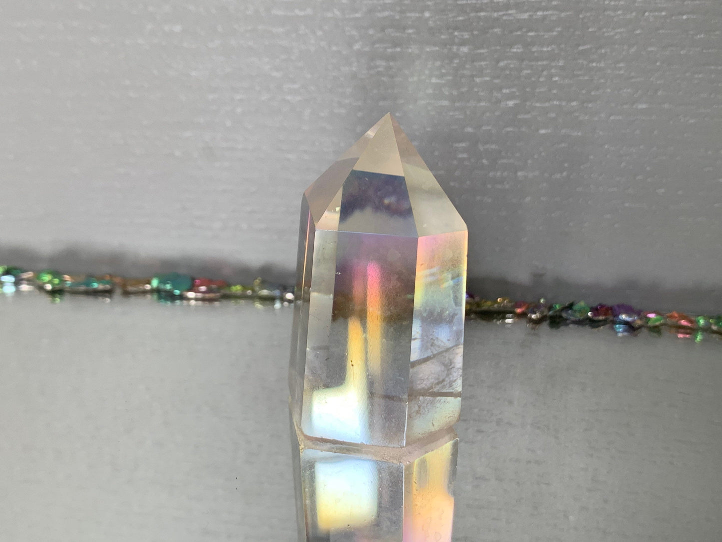 Angel Opal Aura Quartz Gemstone Crystal Tower Point (1)