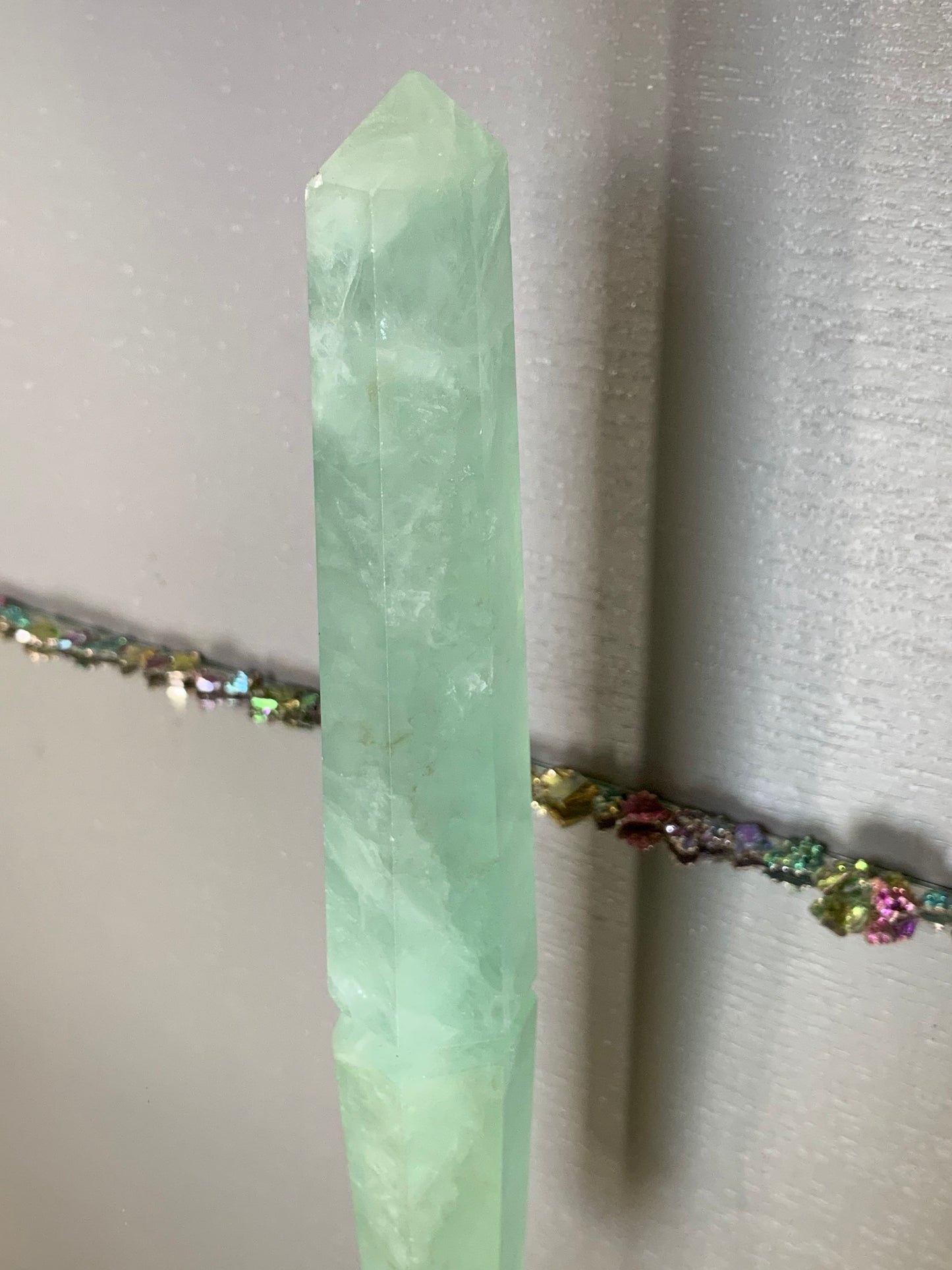 Green Fluorite Gemstone Crystal Tower Point - (2)
