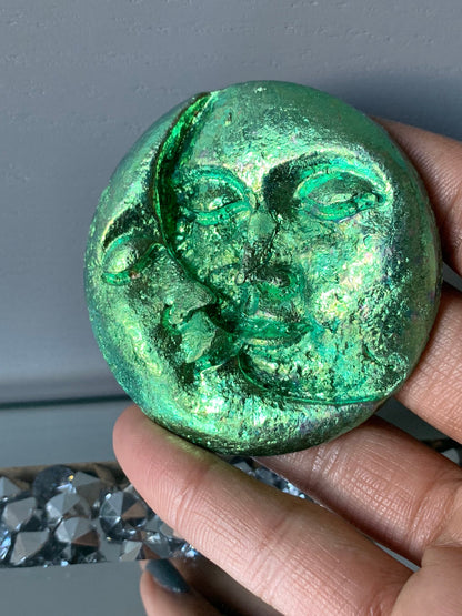 Green Bismuth Crystal Sun Moon Metal Art Sculpture