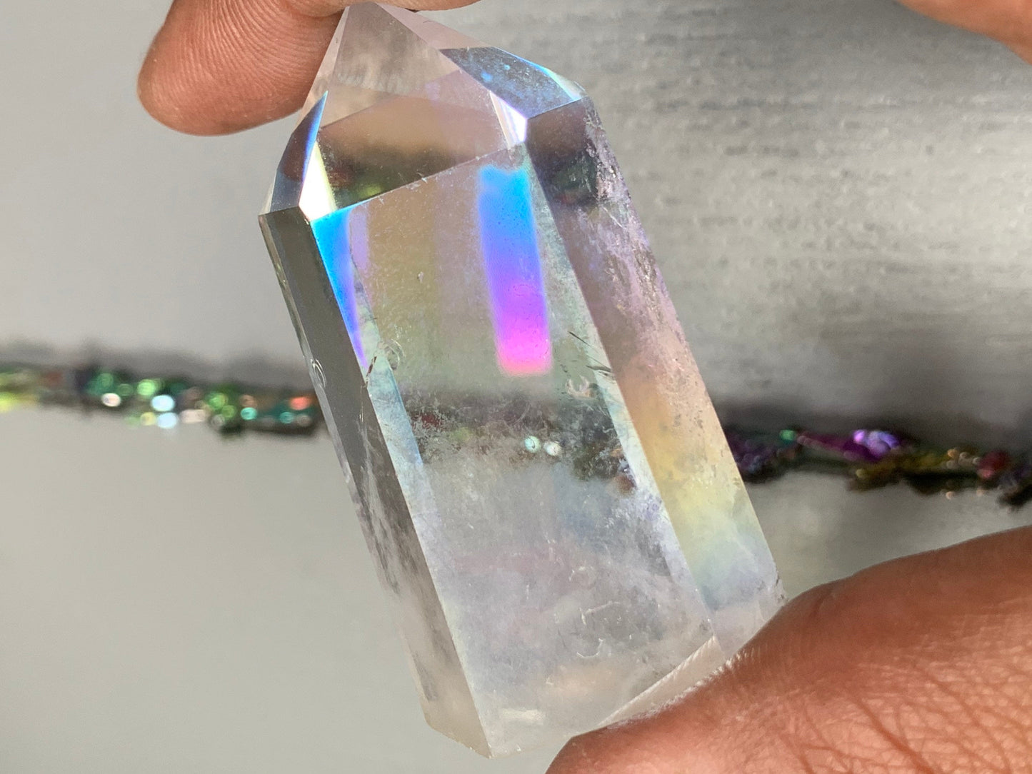 Angel Opal Aura Quartz Gemstone Crystal Tower Point (4)