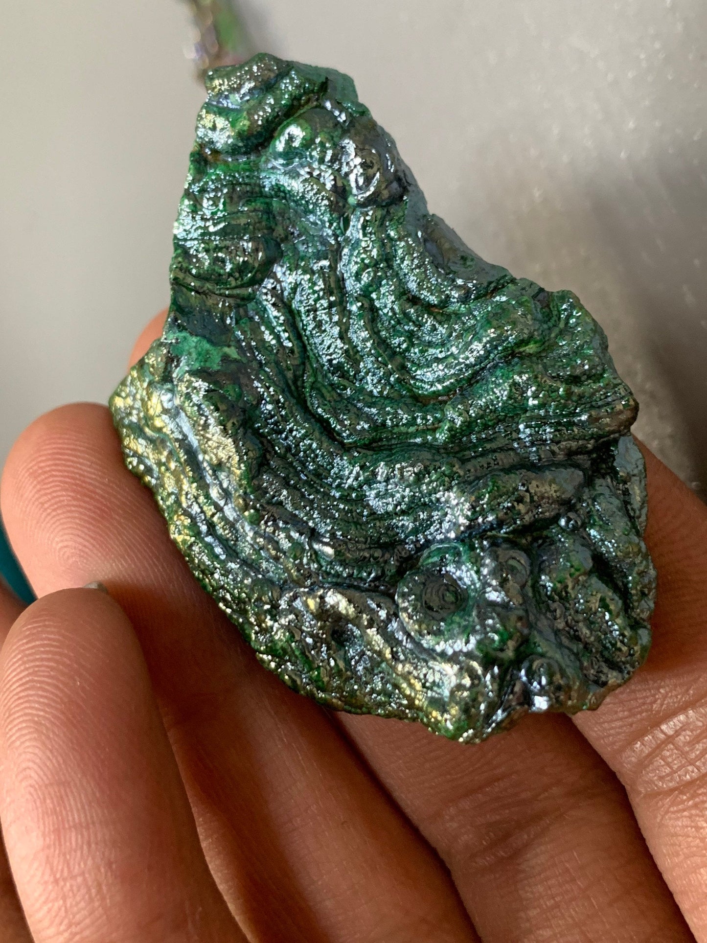Green Aura Druzy Chalcedony Crystal Gemstone - Galaxy Slice - no 1