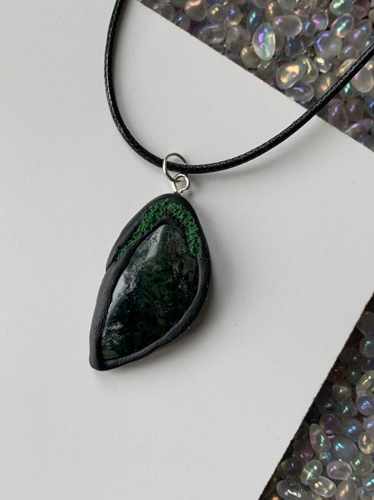 Ocean Jasper Gemstone Crystal Dark Enchanted Garden Necklace