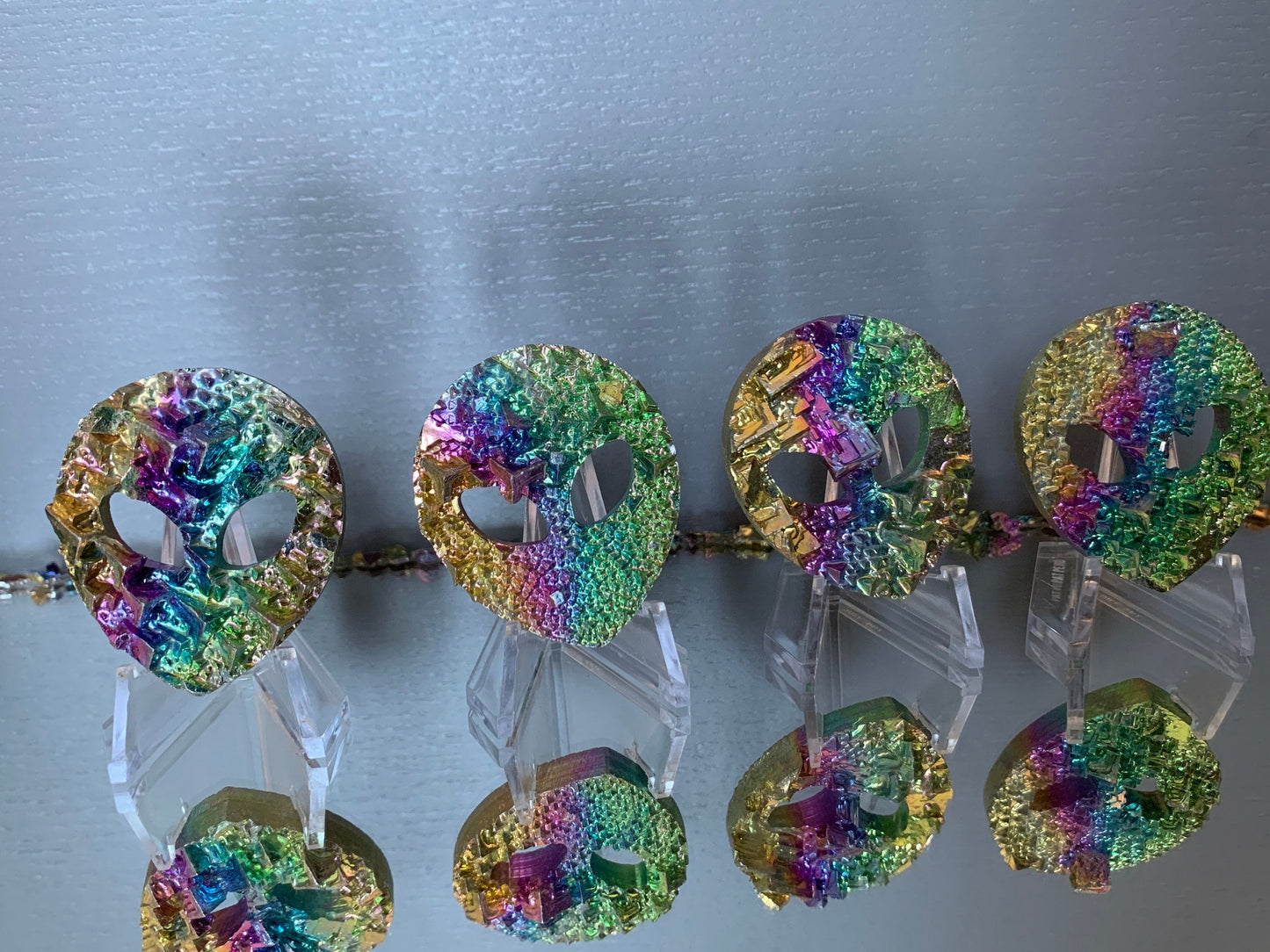 Rainbow Bismuth Crystal Alien Cut Out Metal Art