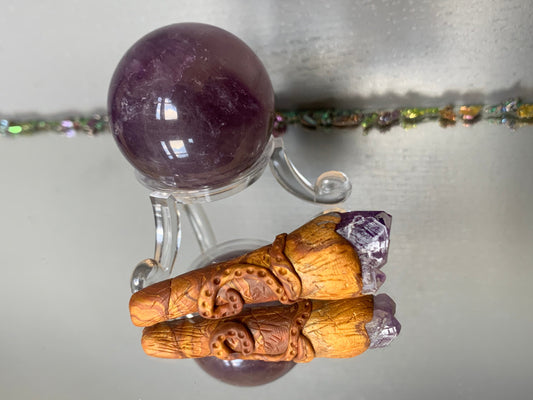 Amethyst Crystal Gemstone Sphere & Wand Set no 2 - Small