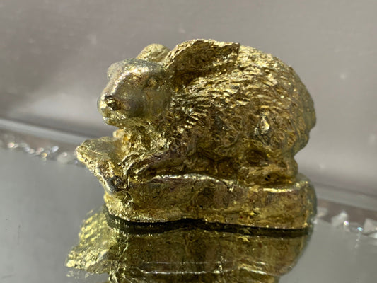 Gold Bismuth Crystal Bunny Rabbit Metal Art Sculpture