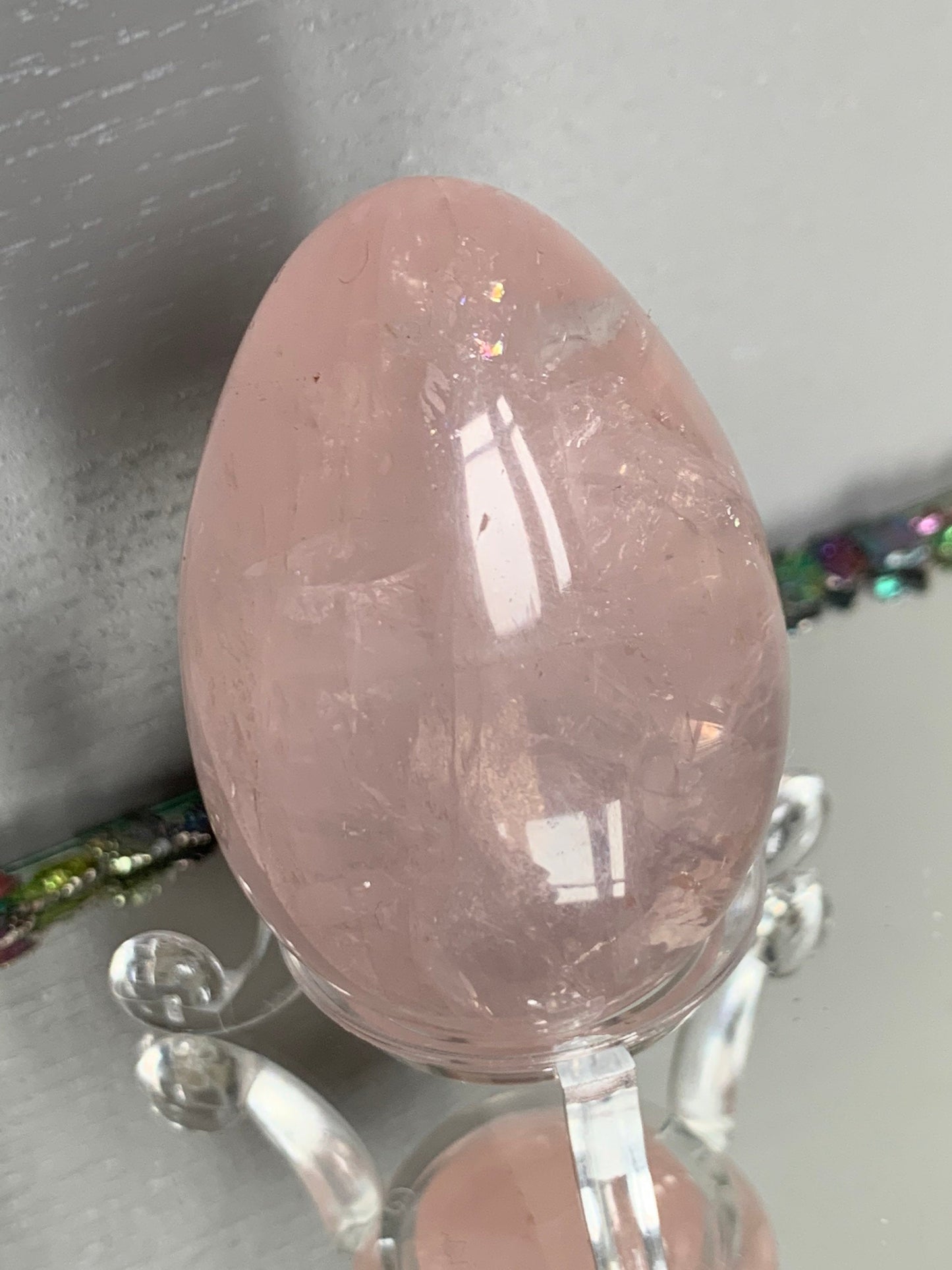Star Rose Quartz Gemstone Crystal Egg - Small