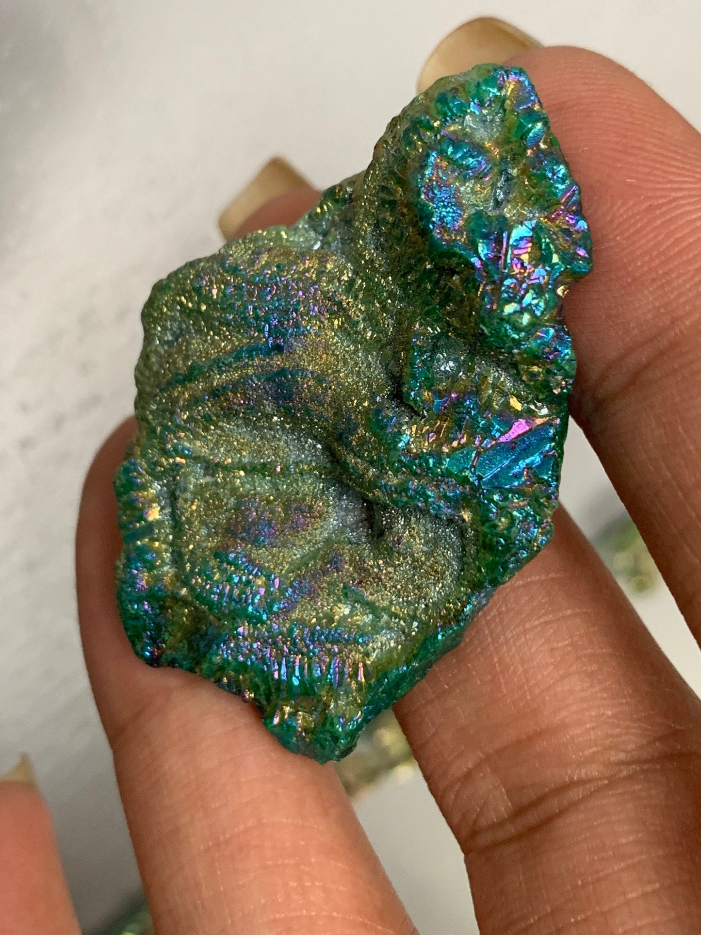 Green Aura Druzy Chalcedony Crystal Gemstone - Galaxy Slice - no 3
