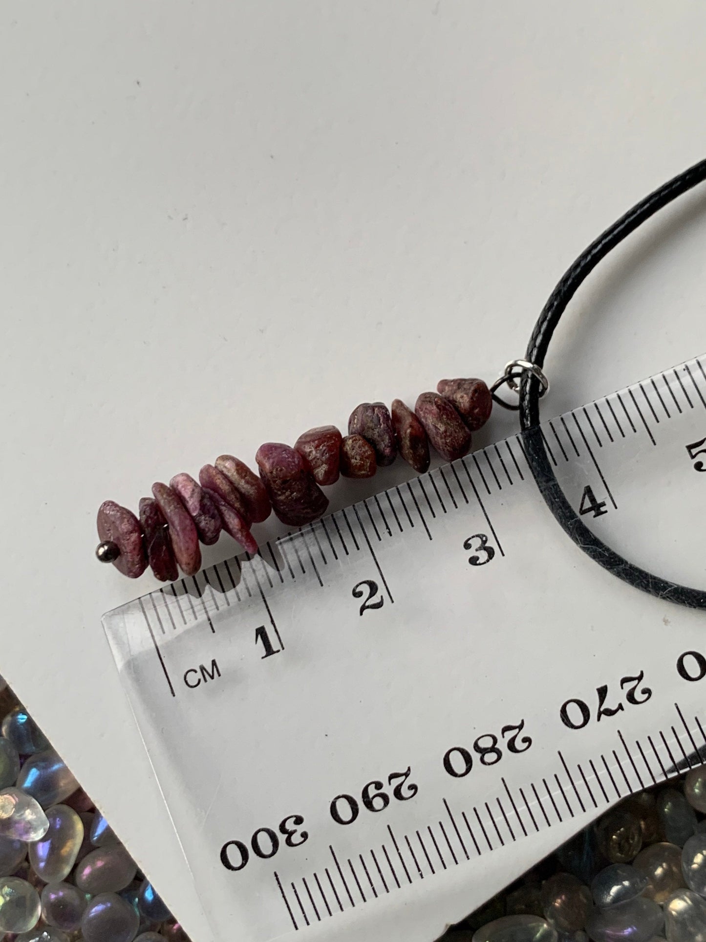 Ruby Crystal Gemstone Rough Chip Cord Necklace
