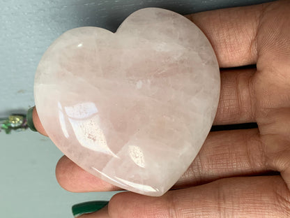 Rose Quartz Crystal Gemstone Heart Carving Flat Large