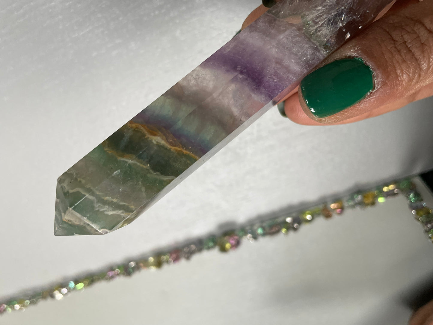 Rainbow Fluorite Gemstone Crystal Double Terminated Point (1)
