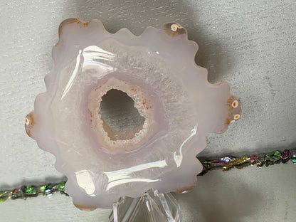 Druzy Agate Grey Snowflake Crystal Gemstone Carving - 2