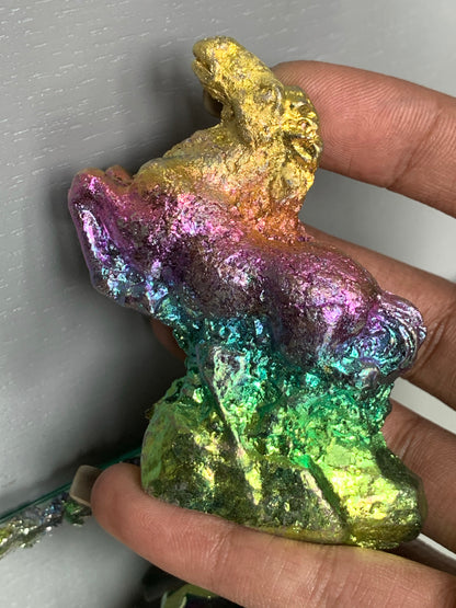Rainbow Stallion Horse Bismuth Crystal - Metal Art Sculpture