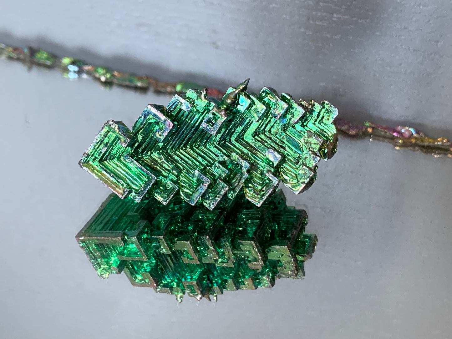 Green Teal Bismuth Crystal Specimen Medium T2