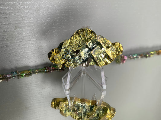 Gold Bismuth Crystal Cloud Cut Out Metal Art