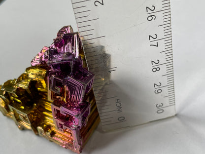 Gold Pink Bismuth Specimen Crystal Metal Art - Large
