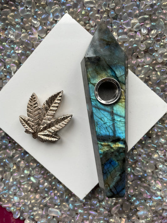 Labradorite & Bismuth Crystal Gemstone Smokers Gift Set