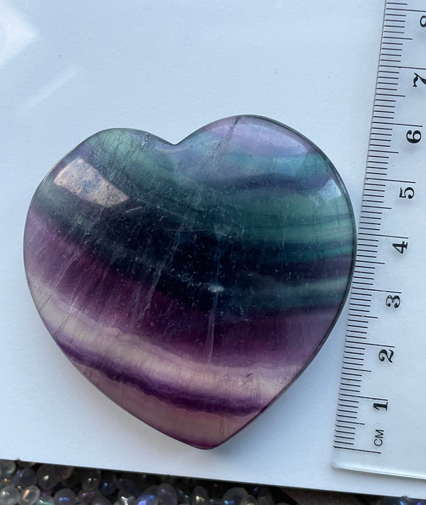 Rainbow Fluorite Gemstone Crystal Heart Carving - L