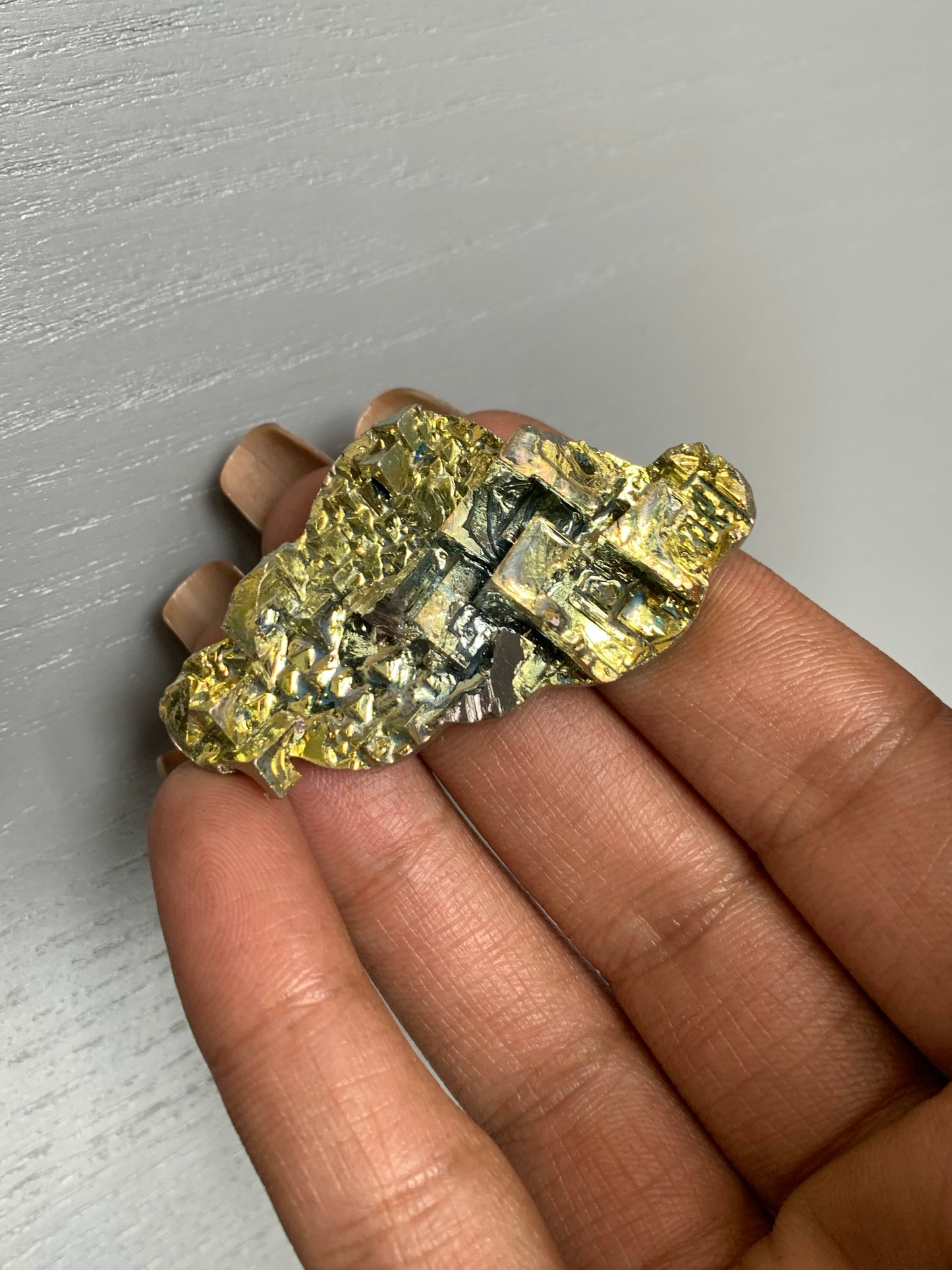 Gold Bismuth Crystal Cloud Cut Out Metal Art