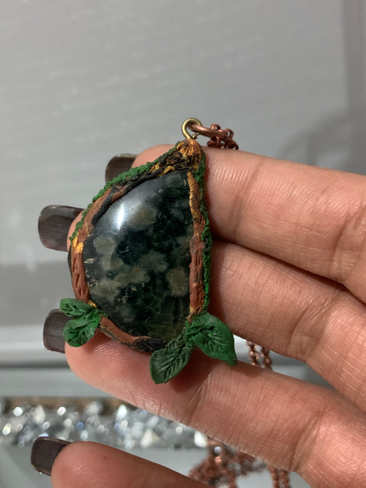 Ocean Jasper Gemstone Crystal Enchanted Garden Necklace (2)