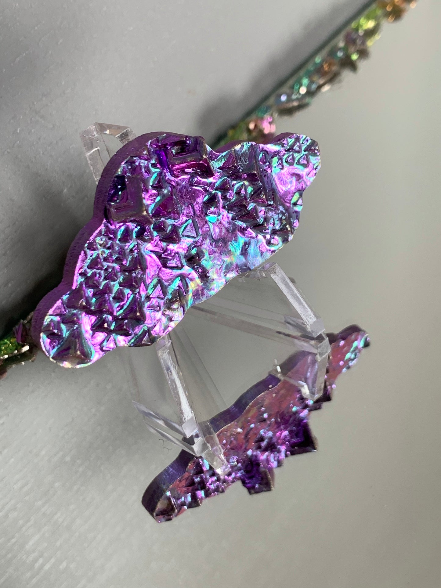 Purple Blue Bismuth Crystal Cloud Cut Out Metal Art