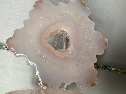 Druzy Agate Grey Snowflake Crystal Gemstone Carving - 2