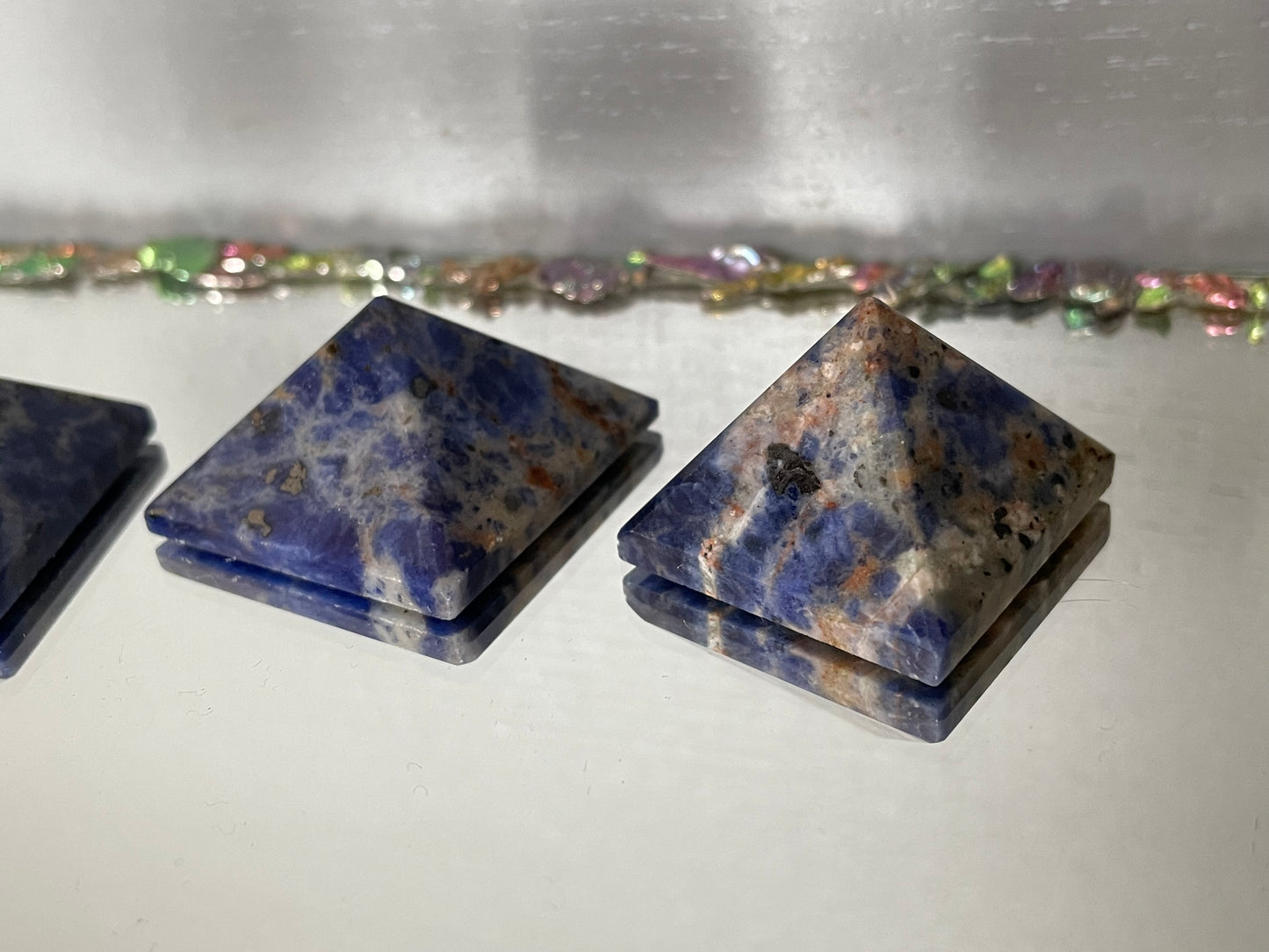 Sunset Sodalite Gemstone Crystal Pyramid Carving - Small
