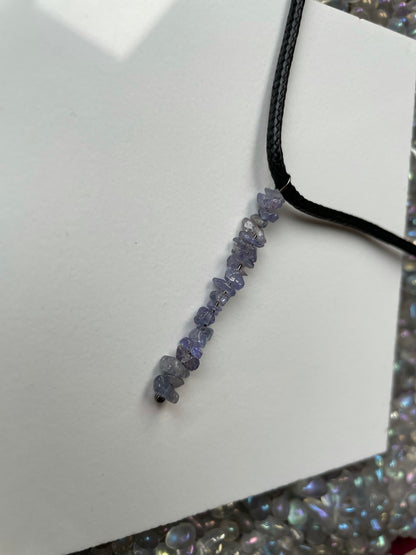 Tanzanite Rough Crystal Gemstone Chip Bar Necklace