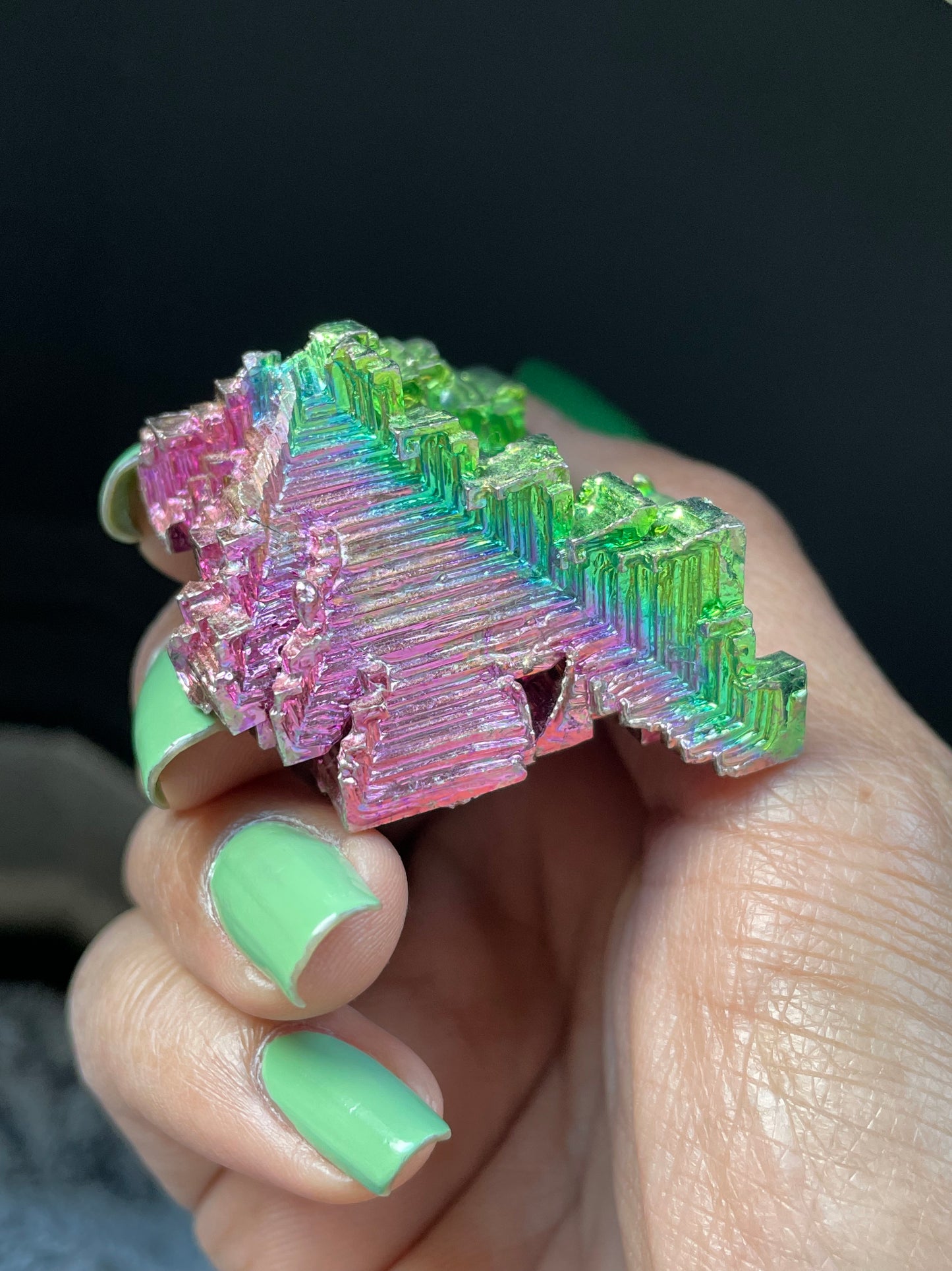 Watermelon Bismuth Specimen Crystal Metal Art - Large