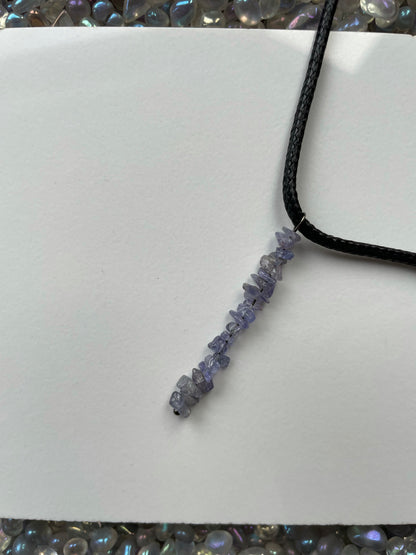 Tanzanite Rough Crystal Gemstone Chip Bar Necklace