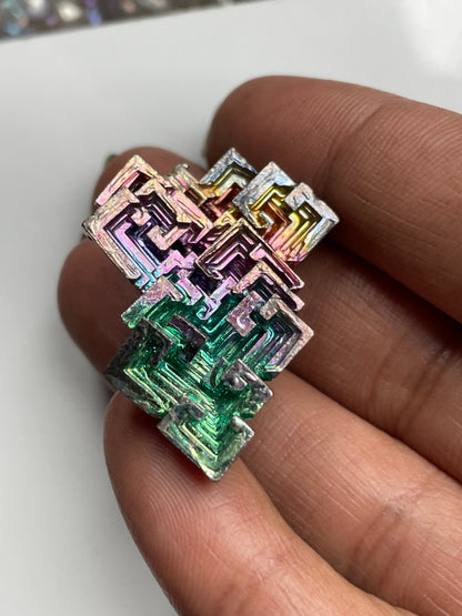 Rainbow Bismuth Crystal Specimen Metal Art S (1)