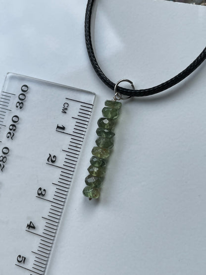 Green Apatite Faceted Rondelle Bar Crystal Gemstone Necklace