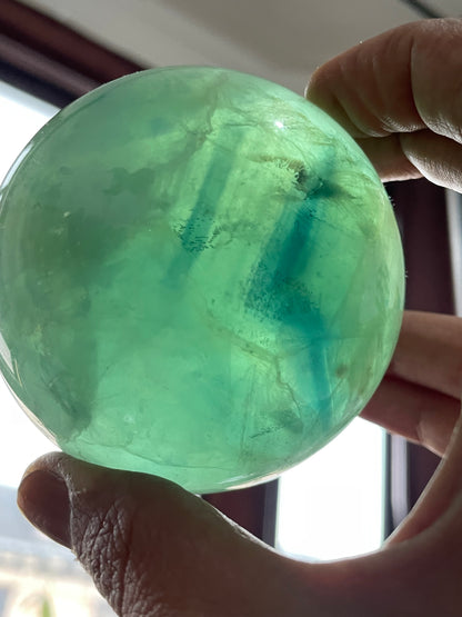 Green Blue Fluorite Gemstone Crystal Sphere - Large (1)