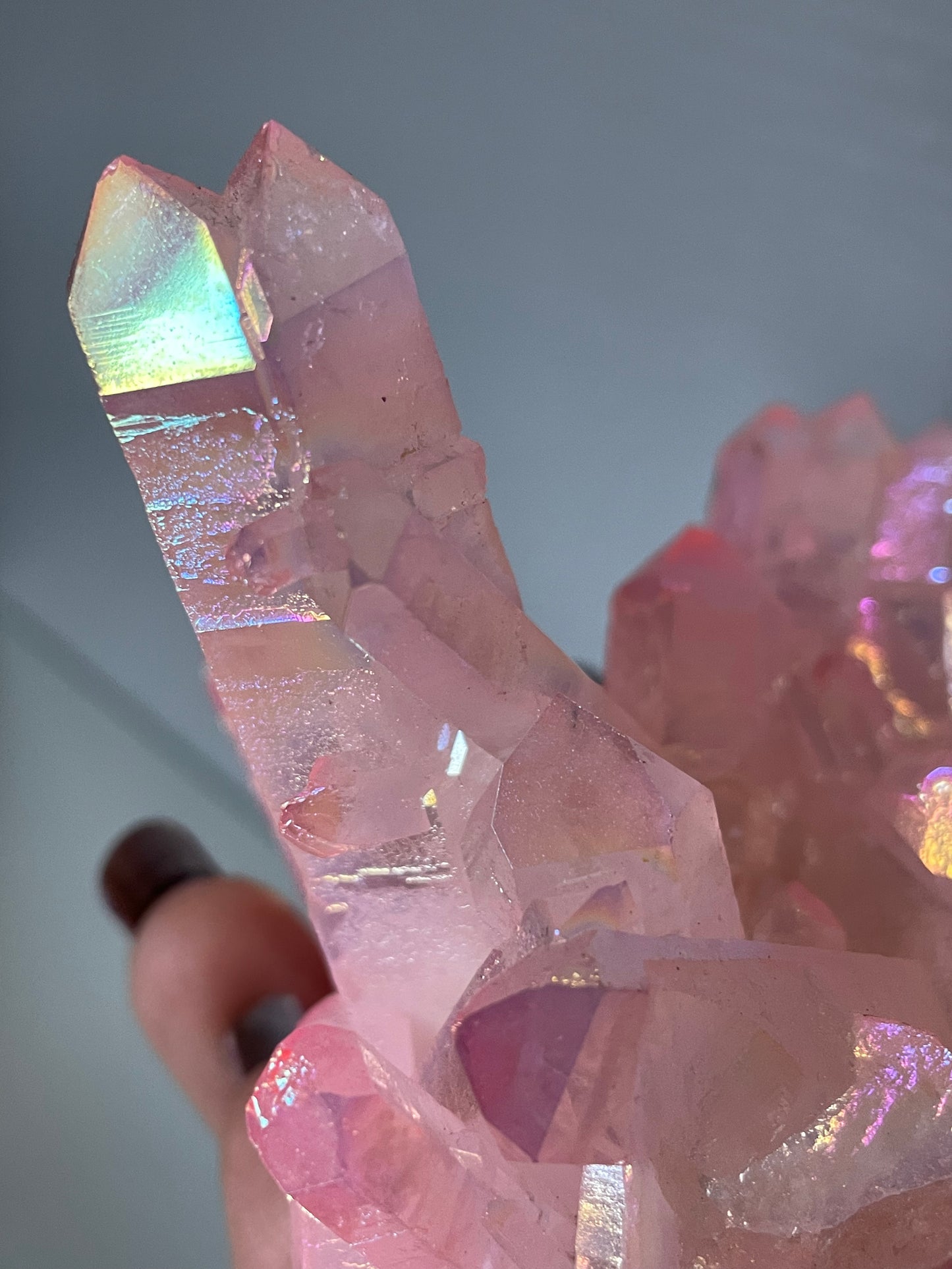 Rose Pink Aura Quartz Crystal Gemstone Cluster - L3