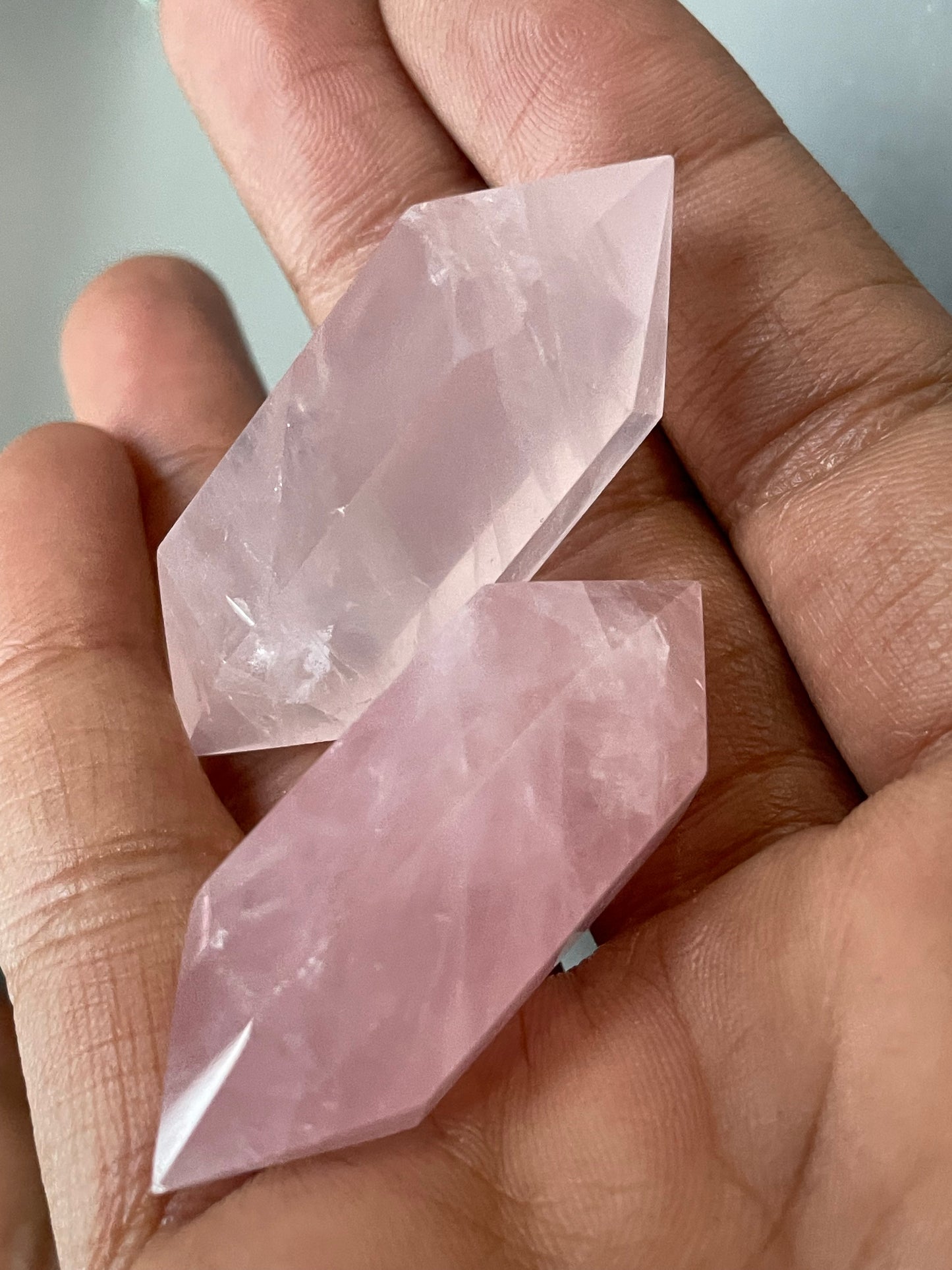 Rose Quartz Crystal Gemstone Double Terminated Point Small