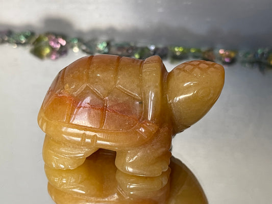 Orange Aventurine Gemstone Crystal Turtle Animal Carving Small