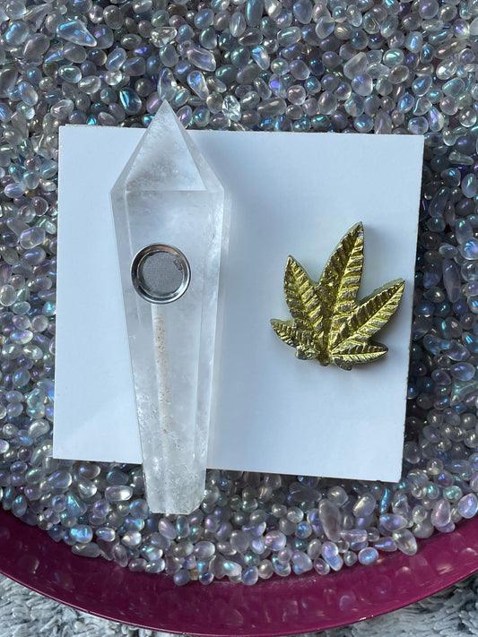 Clear Quartz & Bismuth Crystal Gemstone Smokers Gift Set