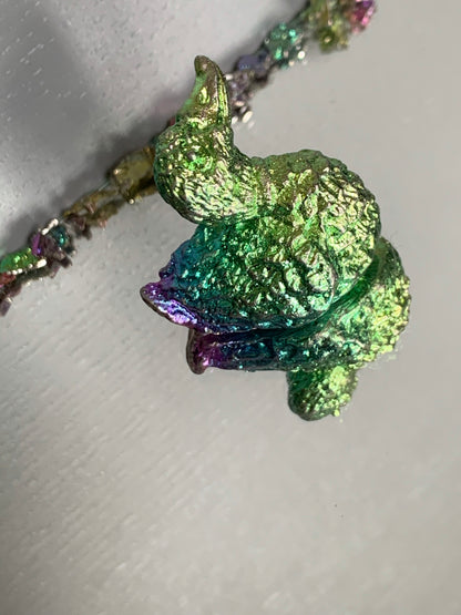 Green Teal Purple Mini Duck Bismuth Crystal Metal Art Sculpture