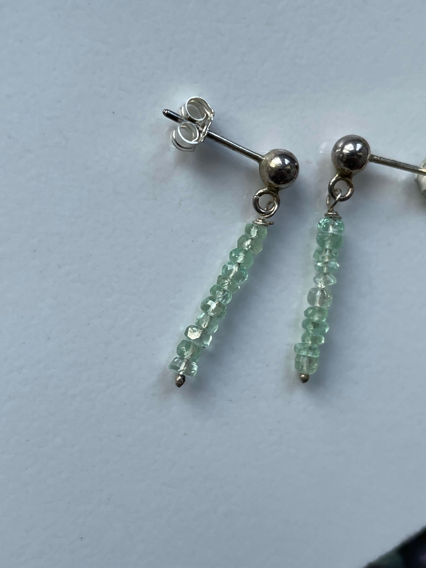 Colombian Emerald Rondelle Micro Gemstone 925 Silver Earrings