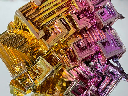 Gold Pink Bismuth Specimen Crystal Metal Art - Large